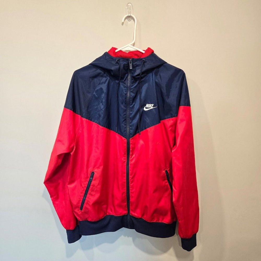 Nike Windrunner Red and Navy Windbreaker Light Full Zip Jacket Sz Men's Small